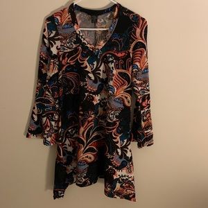 Win Win Paisley Flare Bottom Tunic Top Mini Dress Size S/M